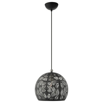 Livex Lighting Chantilly 1 Light Black With Brushed Nickel Accents Small Pendant