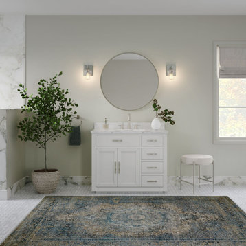 The Wyatt Bathroom Vanity, White, 42", Single Sink, Freestanding