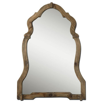 Bowery Hill Contemporary Mirror in Light Walnut Stained Wood