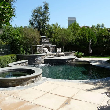 Custom Pool and Spa with Outdoor Fireplace in Coto De Caza