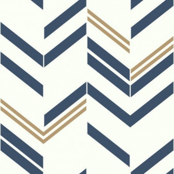 Chevron Stripe Peel and Stick Wallpaper, Blue
