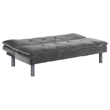 Adjustable Sofa, Gray Velvet and Chrome Finish