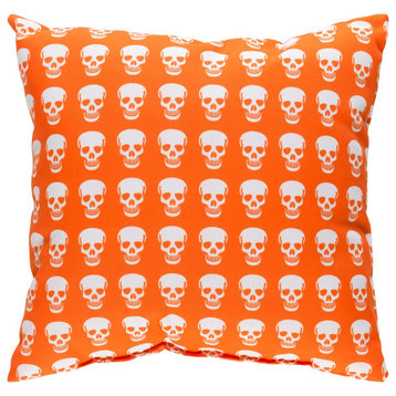 Punk by Surya Poly Fill Pillow, White/Bright Orange, 22' x 22'