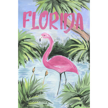 "Wild Flamingo" Painting Print on Wrapped Canvas, 12x18