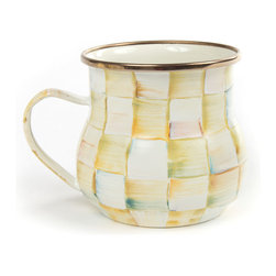 Parchment Check Enamel Mug | MacKenzie-Childs - Mugs