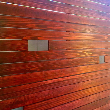 Custom Redwood Fence with Cutouts