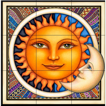 Tile Mural, Celestial Dreamy Sun by Dan Morris