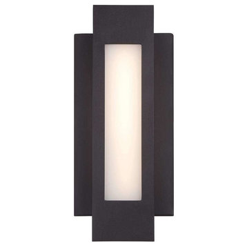 Insert Wall Sconce, Pebble Bronze With White Glass Pannel Glass