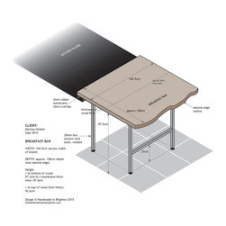 bespoke live-edge Walnut matching breakfast bar - Kitchen Islands And Kitchen Carts