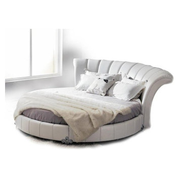 Venetian - White Tufted Eco-Leather Round Bed