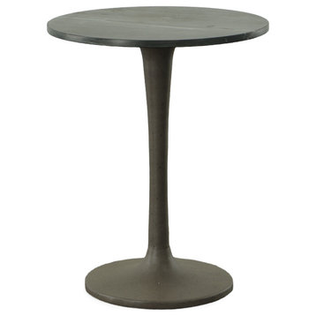 Piuma Marble Top Accent Table, Black, Industrial