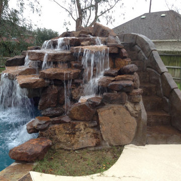 Hand Sculpted Gunite Slide and Rock Waterfall