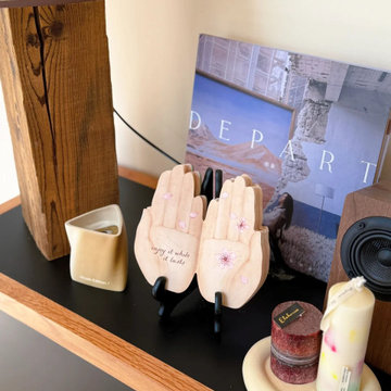 Don’t Waste Fireplace Walls! Brass Sconces > LED Strips for Sunset Layered Glow