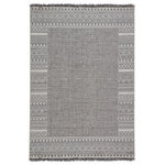 Jaipur Living - Jaipur Living Kiyan Indoor/Outdoor Border Gray/Light Gray Area Rug (2'X3'7") - With an assortment of relaxed, bohemian designs, the Tikal collection is the perfect weather-resistant and stylish accent for outdoor and indoor settings. The flat-woven Kiyan rug features a pattern-rich tribal border that frames a heathered center, accented by chic fringe for added texture. The tonal gray colorway offers a versatile decorating palette to any space.