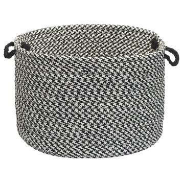 Outdoor Houndstooth Tweed, Black 14"x10" Utility Basket