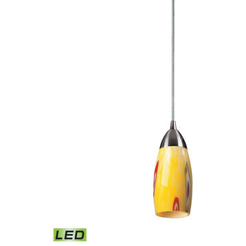 7 Inch 9.5W 1 LED Mini Pendant-Yellow Blaze Glass Color-LED Lamping Type