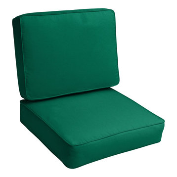 Sunbrella Canvas Forest Green Outdoor Corded Cushion Set, 22x22
