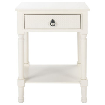 Amos One Drawer Accent Table White