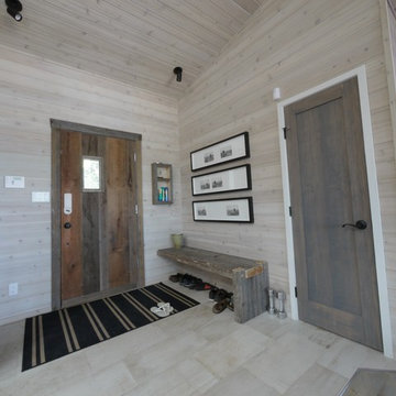 Entry reclaimed wood bench