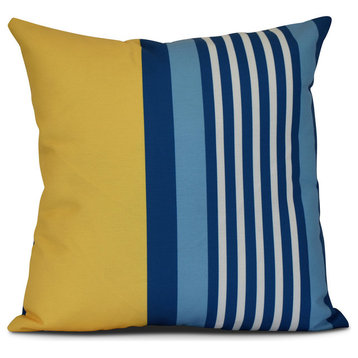 Beach Shack, Stripe Print Pillow, Yellow, 16"x16"