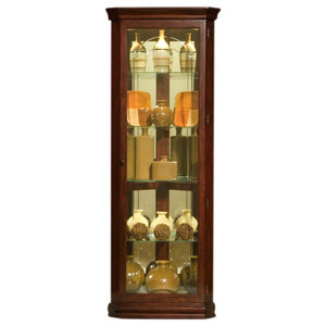 Half Round Mirrored Display Cabinet Chocolate Cherry