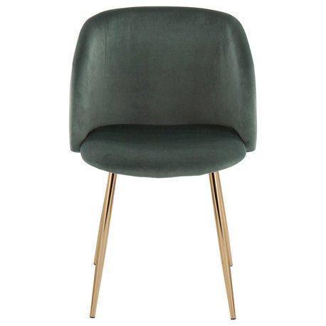 Fran Chair, Set of 2, Gold Metal, Sage Green Velvet