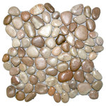 CNK Tile - Glazed Berry Pebble Tile - Each pebble is carefully selected and hand-sorted according to color, size and shape in order to ensure the highest quality pebble tile available. The stones are attached to a sturdy mesh backing using non-toxic, environmentally safe glue. Because of the unique pattern in which our tile is created they fit together seamlessly when installed so you can't tell where one tile ends and the next begins!