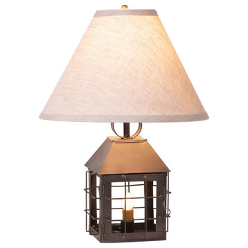 Colonial Lantern Lamp with Ivory Linen Shade