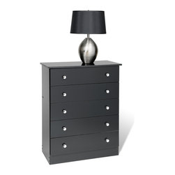Prepac Edenvale Black 5-Drawer Chest - Dressers