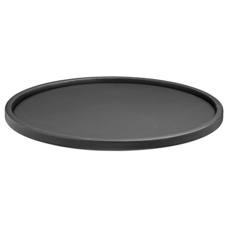 Kraftware Contempo Beige 14" Round Serving Tray, Black