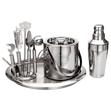 Nine Piece Hammered Finish Steel Bar Set