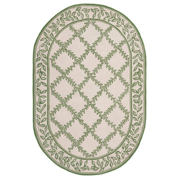 Safavieh Chelsea Collection HK230 Rug, Ivory/Green, 7'6"x9'6" Oval