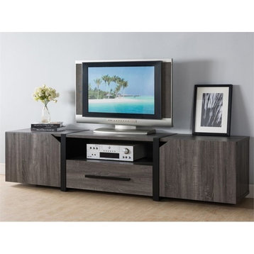 Furniture of America Diego Rustic Wood 81.5-Inch TV Stand in Distressed Gray
