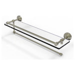 Allied Brass - Wavwely Place Paper Towel Holder with 22" Gallery Glass Shelf, Polished Nickel - Maximize space and efficiency with this beautiful glass shelf and paper towel holder combination. Gallery rail will keep your items secure while the integrated paper towel holder provides a creative space for your roll. Made of solid brass and tempered
