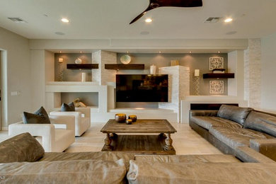 Example of a transitional living room design in Phoenix