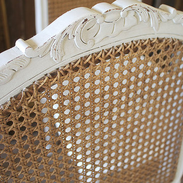 Set of 6 French Country Louis XV Style Cane Back Dining Chairs