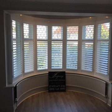 Solid Wood Window Plantation Shutters Fitted Round This Beautiful Seven Sided Ba
