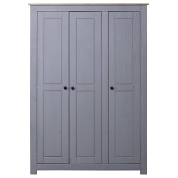 Vidaxl 3-Door Wardrobe Gray 46.5"x19.7"x67.5" Pine Panama Range