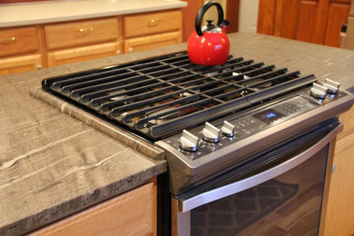 Example of a large mountain style kitchen design in Other