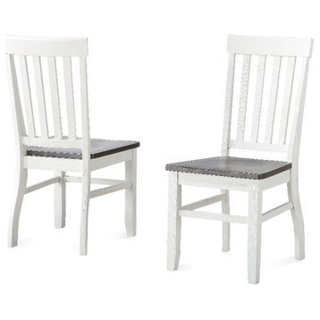 Bowery Hill Farmhouse Dining Side Chair in Ivory and Driftwood