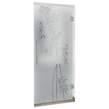 swing glass door, Palm Print Design, Semi-Private, 30"x84" Inches, 5/16" (8mm)