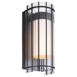 LEONLITE - Exterior Wall Sconce, Geometric Style With Glass Fence, E26 Base - Compatibility with Max 60W E26 Base Bulbs