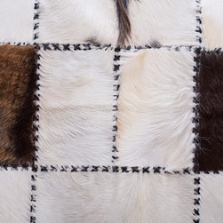 Unique Handmade Cowhide Patchwork Hallway Runner, Brown White, 6'7"x2'7" - Hall And Stair Runners