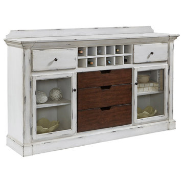 Distressed Sideboard With Storage and USB, White by Pulaski Furniture