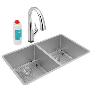 Crosstown 18G Stainless Steel 31.5"Undermount Sink Kit With Filtered Faucet