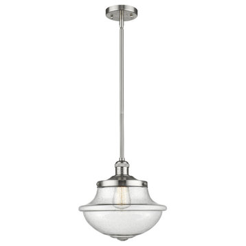 Innovations Oxford School House 1-Light Dimmable LED Pendant, Satin Nickel
