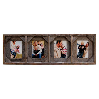 4x6 Collage Frame with two openings, Barnwood with Cornerblocks