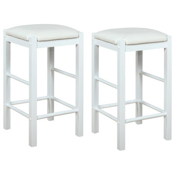 Riverbay Furniture 25" Backless Wood Counter Stools in White (Set of 2)