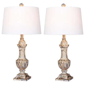 Urn Resin Table Lamps, Antique Ivory, 29.5"