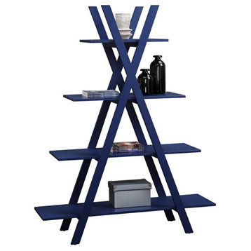 Convenience Concepts Oxford A-Frame Bookshelf in Cobalt Blue Wood Finish